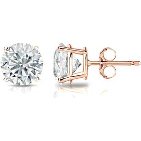 1/5 to 2 Carat Lab Grown Diamond Round Stud Earrings for Women in 14k Gold (VS2-SI1, cttw) 4-Prong Setting Push Back Studs by Diamond Wish