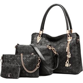 YAQUNICER Women Synthetic PU Leather Tote Satchel Hobo Backpack 4pcs Shoulder Top-Handle Crossbody Handbag