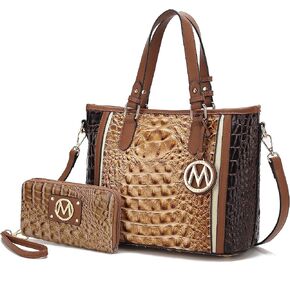 MKF Collection Tote Bag for Women & Wristlet Wallet, Vegan Leather Handbag Top-Handle Satchel Shoulder Purse by Mia k