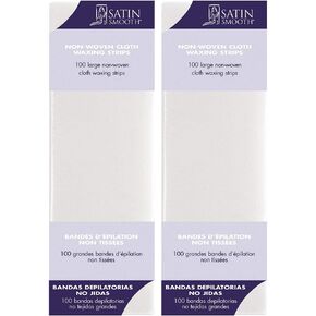 Satin Smooth Large Non-Woven Cloth Waxing Strips, 100 Count