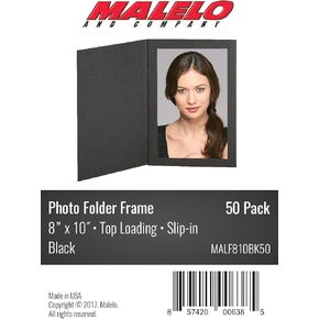 Black Cardboard Photo Folder Frame 8x10 - Pack of 50
