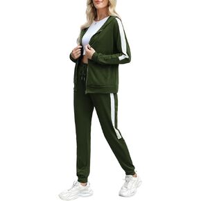 Marvmys 2 Piece Tracksuit for Women Set Zip Up Hoodies Sweatsuits Color Block Jogging Suit with Pockets