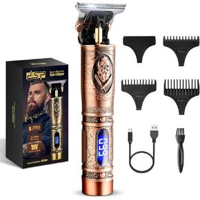 DSP Cordless Hair Clipper for Men Electric Beard Trimmer Hair Trimmer Rechargeable T Trimmer Clipper Machine for Cutting Hair for Men with LED Display (Gold)