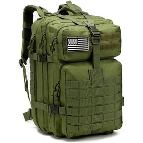 45L Military Backpack With Gun Holster Mag Pouch of Handgun, Tactical Hunting Backpack for Men Hiking Daypack 3-Day Pack With Bottle Holder (Black)