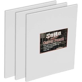SoHo Artist Cotton Canvas All Media Panels - 14x18-3 Pack of Double Primed Cotton Acid-Free Panels Bonded Canvases for Paintings, Artwork and More