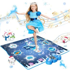 Dance Mat, Ice and Snow 6-Button Princess Dance Mat for Kids Ages 4-8, Bluetooth Music Control, 13 Built-in Music, 6 Game Modes Kids Dance Mat, Christmas Birthday Gift for Girls Boys