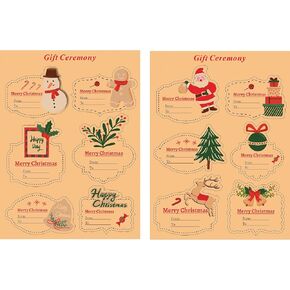 Christmas Gift tag Stickers - 12 Patterns, 156 Pieces Christmas Gift Tags self-Adhesive，Decorative Stickers for Holiday Presents & Packages.