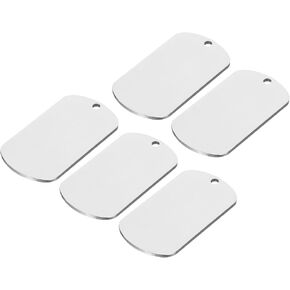 MECCANIXITY Metal Blank Tags Stamping, 2"x1.1" Silver Stainless Steel Blank Dog Tags DIY Engraving Blank Tags for Pet Dog ID Tags, Pendant Decoration, Craft Tags, Pack of 5