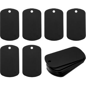 Rebower Aluminum Blank Tags Engraving Metal Stamping Blanks,[for Number Tag, Dog Tag,Pendant Decoration] - 2 x 1.2 Inch/Black / 50 Pcs