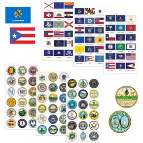 Hygloss Products US State Flags and Seals Stickers for Kids and Teachers, 108 Total Stickers, Includes 1 Set of All 50 United States Flags and Seals