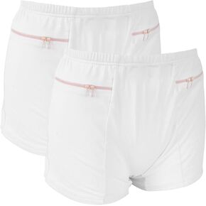LUEXBOX Pocket Pantie for Women, Travel Underwear with Secret Pocket Panties Women's, 2 Packs (White)