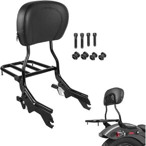 Passenger Upright Backrest Sissy Bar With Luggage Rack Docking Hardware Kits Compatible With For 2018-2024 Softail FLSL FXST Heritage Classic FLHC FLHCS Deluxe FLDE Street Bob FXBB FXBBS