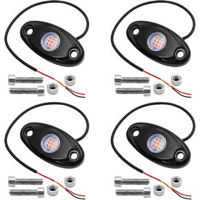 LED Rock Lights, 4 Pods LED Neon 12V Dome Exterior Wheel Lights Underglow Light Kits Waterproof IP68 Rock Light Kit for Off Road ATV SUV Trucks Cars Motorcycle (Blue)