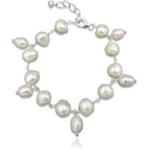 MGR MY GEMS ROCK! سوار لؤلؤ المياه العذبة المستزرع الأصلي المتدلي ذو السلسلة المطرزة للنساء in Kuwait