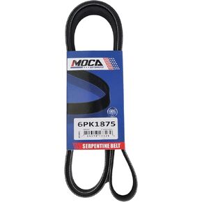 MOCA 6PK1875 EPDM Serpentine Belt Fits 03-08 for Toyota Matrix 1.8L, 03-05 for Toyota Corolla 1.8L, 03-05 for Toyota Celica 1.8L l4 Gas DOHC Naturally Aspirated