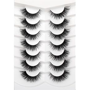 Pooplunch False Eyelashes Cat Eye Fluffy Lashes Russian DD Curl Extension Volume Foxy Eye Lifting Look Faux Mink Fake Eyelashes 7 Pairs Pack