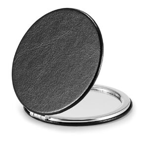 Getinbulk Compact Mirror,Double-Sided Makeup Small Mirror for Purse with 1x/3x Magnification PU Leather (Black, 2.8")