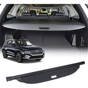 Retractable Cargo Cover for Hyundai Santa Fe 2019 2020 2021 2020 2023, Anti-Peeping Rear Trunk Cover Luggage Privacy Security Shield Shade(Canvas)