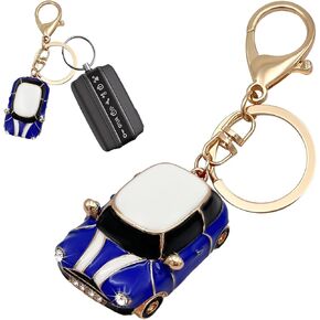 Car Model Rhinestone Keychain, Creative Car Shape Keyring, 3D Metal Key Chain Gift for Men Women, Car Accessories (Red)
