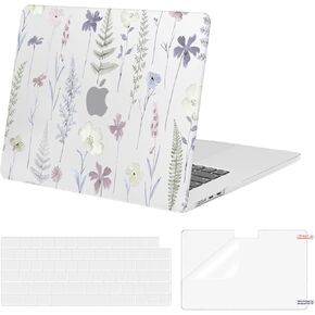 MOSISO Compatible with MacBook Air 15 inch Case 2025 2024 2023 Release M4 A3241 M3 A3114 M2 A2941 Touch ID, Protective Plastic Meadow Floral Hard Shell Case&Keyboard Cover&Screen Protector,Transparent