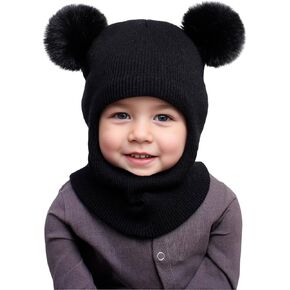 Sea Zaela Toddler Winter Hat Scarf Baby Beanie with Neck Warmer Boys Girls Warm Windproof Knit Hats 1-6 T