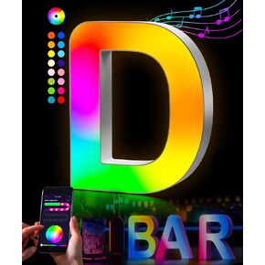 Alphabet Letter LED Strip Lights - Smart RGB Letter Lights for Bedroom APP Control DIY Multiple Colors Scenes Color Changing LED Lights Music Sync for Gaming Room Christmas 6 In Letter Lights(D)