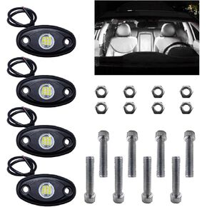4 Pods LED Rock Lights, Neon Underglow Lights, Waterproof Underbody Glow Trail Rig Lamp Lighting for Truck ATV UTV SUV Boats (White)