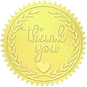 Thank You Stickers 100pcs Embossed Envelope Seals 1.77 Inch for Decorate envelopes Event Wedding Invitations Greeting Cards Party Favors Gift Wrapping