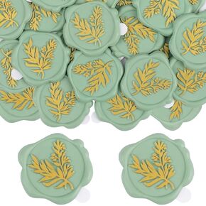 Wax Seal Sticker Envelope Sealing Stickers, 25 Pack Adhesive Wax Seal Stickers for Christmas Gift, Wedding Invitaion, Birthday Party(Pink Gold Eucalyptus)