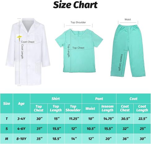 Kids Doctor Costume with Lab Coat Hat Stethoscope and Badge for Cosplay Halloween Costumes in Kuwait