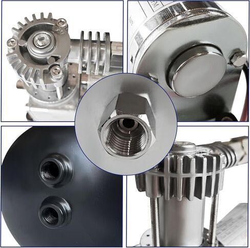 طقم ضاغط تعليق للركوب الهوائي P/N10000 مناسب لأدوات الهواء المعلقة للركوب الهوائي/إطارات المركبات 98C ضاغط هواء 40 أمبير مرحل 1/4 بوصة NPT خرطوم هواء بطول 8 أقدام in Kuwait