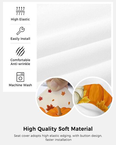Fall Thanksgiving 2 Pieces Computer Office Chair Covers Set,Stretchable Desk Rotating Chair Seat Cushion Slipcover Decorative Back Cover Orange Teal Grey Pumpkins Gold Maple Leaves Autumn Holiday in Saudi Arabia