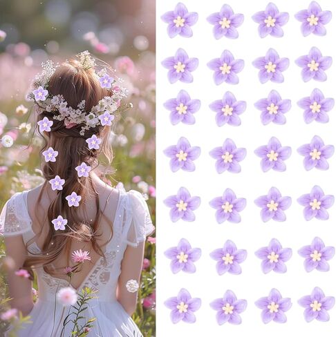30 Pcs Mini Flower Hair Clips Daisy Hair Accessory Purple Blue White Flower Daisy Hair Clip Beach Wedding Small Flower Clips Bride Bridesmaid Hairpins Hair Barrettes Hair Pins for Women Girls Party in Saudi Arabia