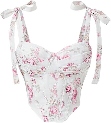 MakeMeChic Women's Floral Print Tie Shoulder Spaghetti Strap Ruched Shirred Cami Tank Tops in Saudi Arabia