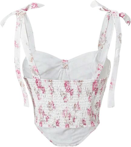 MakeMeChic Women's Floral Print Tie Shoulder Spaghetti Strap Ruched Shirred Cami Tank Tops in Saudi Arabia