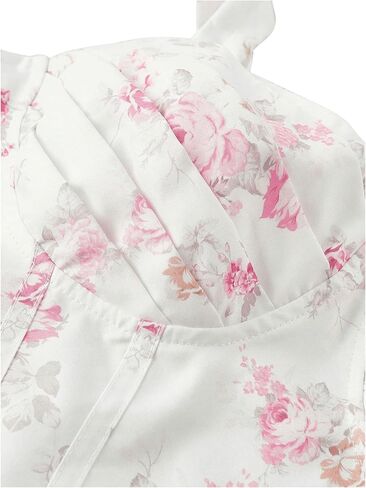 MakeMeChic Women's Floral Print Tie Shoulder Spaghetti Strap Ruched Shirred Cami Tank Tops in Saudi Arabia