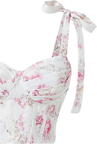 MakeMeChic Women's Floral Print Tie Shoulder Spaghetti Strap Ruched Shirred Cami Tank Tops in Saudi Arabia