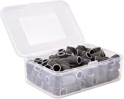 PANA 100 Pieces Nail Sanding Bands Professional Nail Manicure Great Fit for Nail Drill Bits for Acrylic Nails (150 Grit, Black) in Kuwait