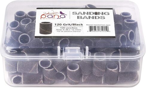 PANA 100 Pieces Nail Sanding Bands Professional Nail Manicure Great Fit for Nail Drill Bits for Acrylic Nails (150 Grit, Black) in Kuwait