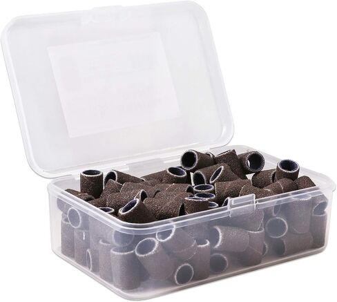 PANA 100 Pieces Nail Sanding Bands Professional Nail Manicure Great Fit for Nail Drill Bits for Acrylic Nails (150 Grit, Black) in Kuwait