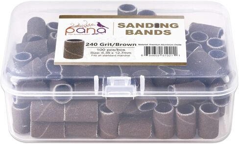 PANA 100 Pieces Nail Sanding Bands Professional Nail Manicure Great Fit for Nail Drill Bits for Acrylic Nails (150 Grit, Black) in Kuwait