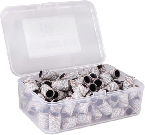 PANA 100 Pieces Nail Sanding Bands Professional Nail Manicure Great Fit for Nail Drill Bits for Acrylic Nails (150 Grit, Black) in Kuwait