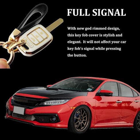 حافظة غطاء حماية للمفتاح من مادة TPU متوافقة مع Honda 2013-2016 Honda Accord 2014-2015 CRV 2014-2015 Civic Key Fob (أبيض) in Kuwait