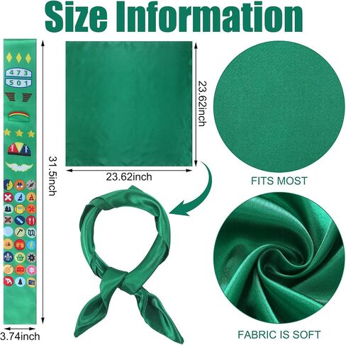 Shinymoon 3 Pcs Girl Woman Halloween Scout Costume Set for Cosplay Square Neck Hair Scarf Satin Sash French Beret Hat in Saudi Arabia