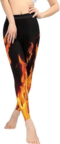 AmzPrint Womens Leggings Flower Butterfly Stretchy High Waisted Butt Lift Tights Runing Athletic Grass Green Leggings Women in Kuwait