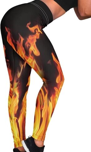 AmzPrint Womens Leggings Flower Butterfly Stretchy High Waisted Butt Lift Tights Runing Athletic Grass Green Leggings Women in Kuwait