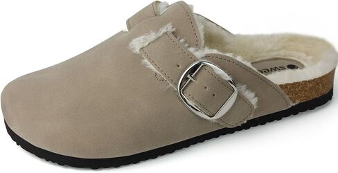 Sweechee Women's Cork Footbed Clogs with Soft Fur Lining, Comfortable Shearling Slippers Women's for Winter in Kuwait