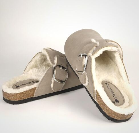 Sweechee Women's Cork Footbed Clogs with Soft Fur Lining, Comfortable Shearling Slippers Women's for Winter in Kuwait