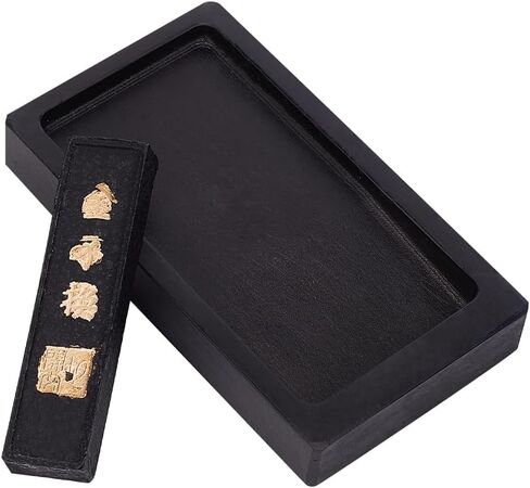 PH PandaHall 2pcs Chinese Calligraphy Inkstone with Ink Stick Traditional Chinese Ink Stones Sumi Drawing Ink Dish Ink Stone Tray for Traditional Calligraphy Practice Painting Drawing in Saudi Arabia