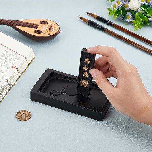 PH PandaHall 2pcs Chinese Calligraphy Inkstone with Ink Stick Traditional Chinese Ink Stones Sumi Drawing Ink Dish Ink Stone Tray for Traditional Calligraphy Practice Painting Drawing in Saudi Arabia